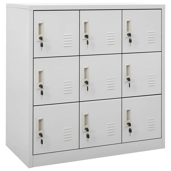 vidaXL Locker Cabinet Light Grey Steel Home Office School Storage Organiser