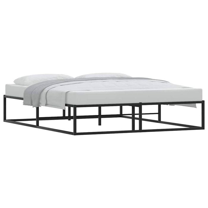 vidaXL Bed Frame without Mattress Black 153x203 cm Queen Metal