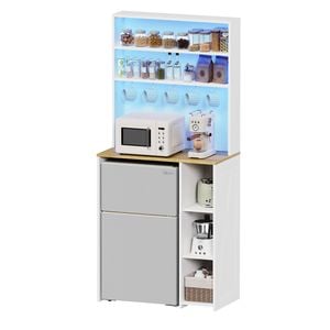Ufurniture Bakers Rack with Mini Fridge Space and Power Outlets 76 x 40 x 170 cm