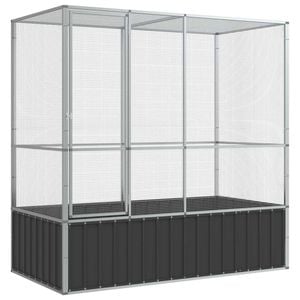 vidaXL Aviary Silver Budgie Finch Cage Parrot House Garden Backyard Steel 210.5x107x212 cm