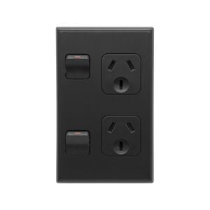 Deta Vertical Double Power Point - Matt Black