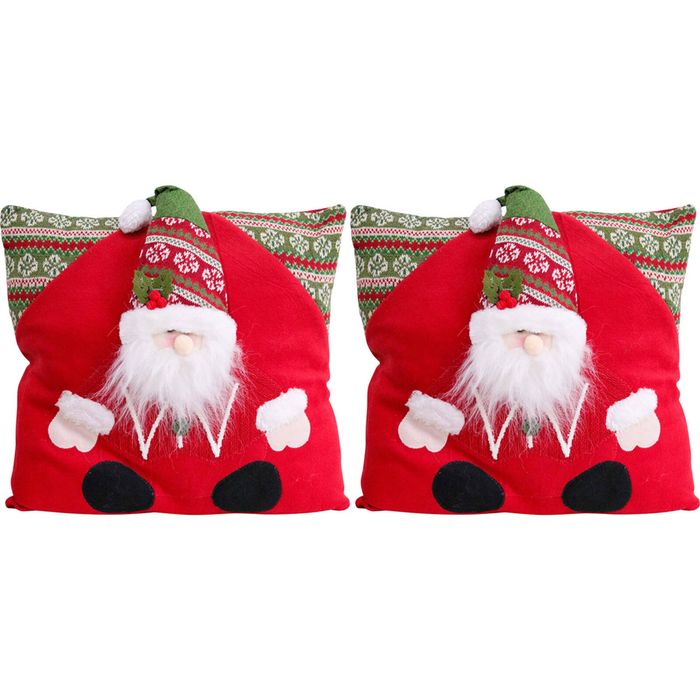 2x LVD Cushion Santa Red Decorative Throw Pillow Home/Lounge Christmas Decor