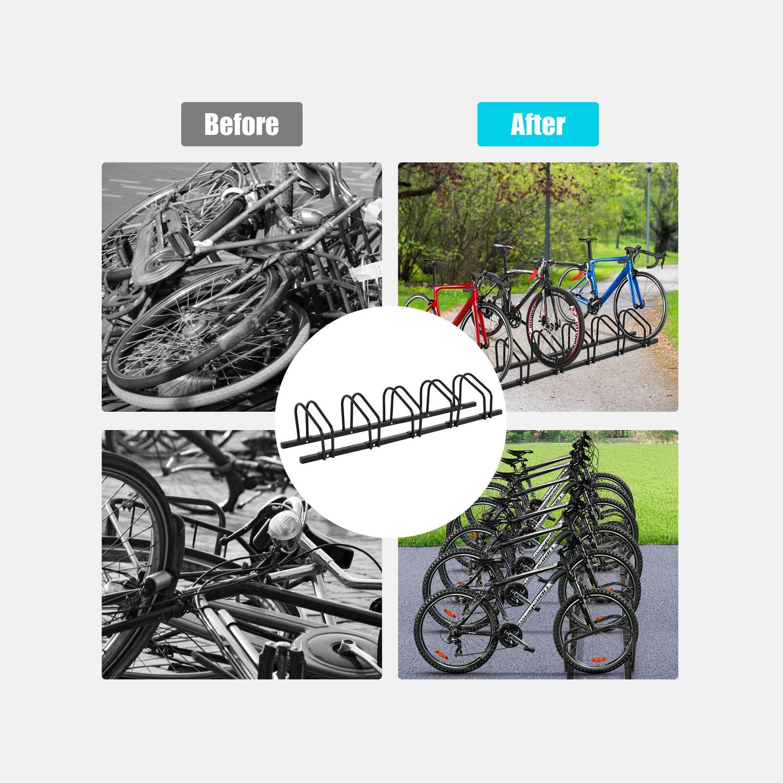 Costway 6 Bike Stand Portable Bicycle Rack Floor Parking Holder Storage Cycling Black Bunnings Australia