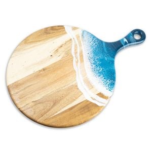 Lynn & Liana Acacia Ocean Vibes Cheese Paddle Round Wooden Board Serving Platter