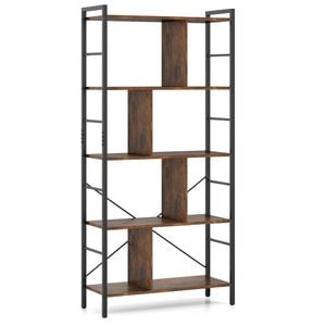 Costway 5-tier Industiral Bookcase Bookshelf Wood Display Rack