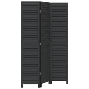 vidaXL Room Divider Privacy Screen Partition 3 Panels Black Paulownia
