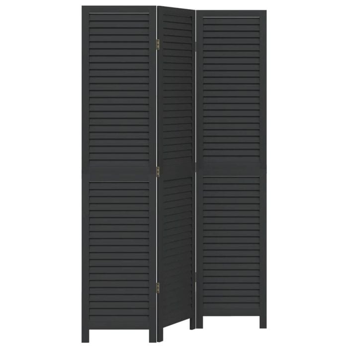 vidaXL Room Divider Privacy Screen Partition 3 Panels Black Paulownia