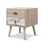 Luka 2 Drawer Bedside Table White Washed and Oak