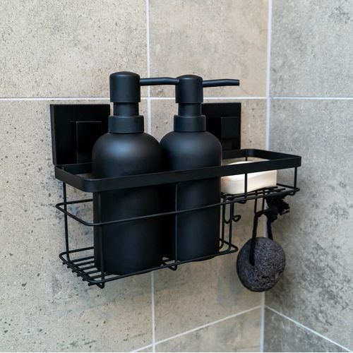 Fusion-Loc 26kg Black Matte Suction Combo Shower Caddy - Bunnings New ...