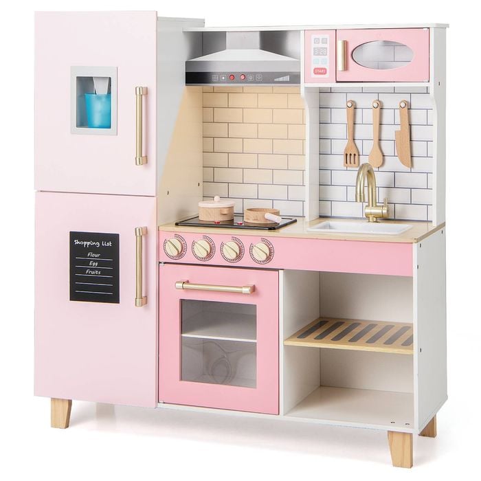 Costway Kitchen Cooking Playset Pink