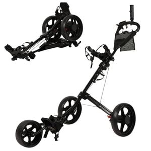 Advwin Golf Push Cart, Foldable 3-Wheel Golf Cart with Adjustable Handle, Foot Brake, Umbrella Holder & Mobile phone holdera