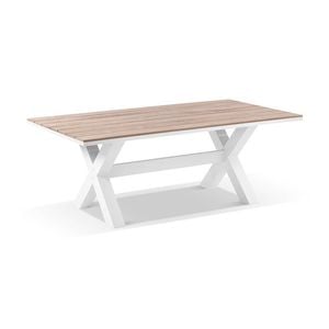 Kansas 2m Outdoor Teak Timber And Aluminium Rectangle Dining Table White