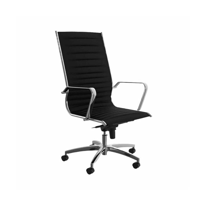 Olg Metro High Back Executive Chair Fixed Arms Polished Base Black Vinyl
