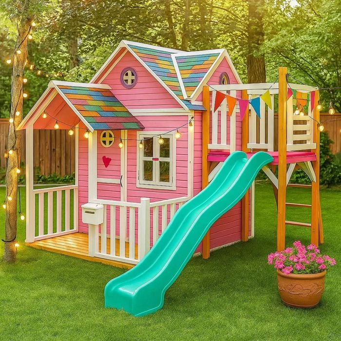 Kidzshack Jolly Kids Wooden Large Cubby House w/Letterbox Dark