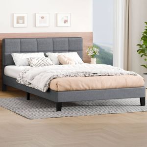 Alfordson Bed Frame Double Size Fabric Grey