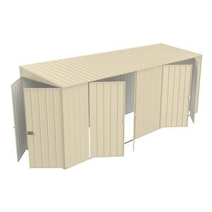 Build-a-Shed 1.5 x 5.2 x 2.0m Cream Skillion Double Plus Double Hinged Side Doors Shed