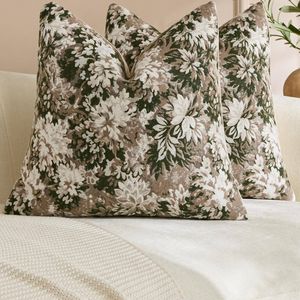 Gioia Casa 2-Pack Vintage Botanical Chenille Cushion Covers 45cm x 45cm - Green