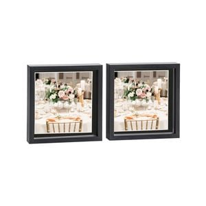 Nicola Spring 10" x 10" Black 3D Box Photo Frames - 8" x 8" Mount - Pack of 2