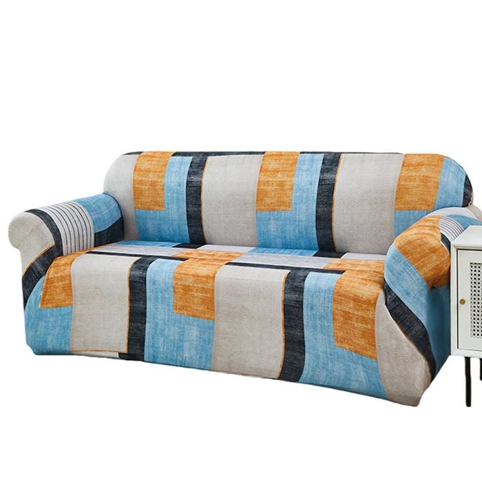 Catzon 1 Seater Stretch Sofa Cover Non-slip Polyester Printing Elastic Bottom