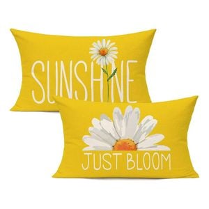 Catzon 2 Pcs Summer Lumbar Pillow Covers Linen Pillowcase for Home Decor-Set 29