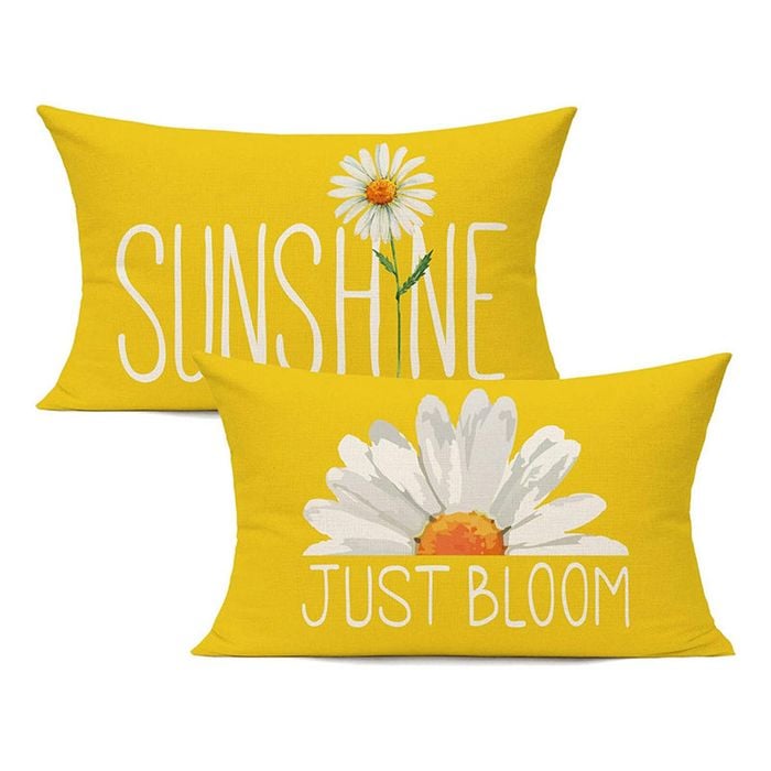 Catzon 2 Pcs Summer Lumbar Pillow Covers Linen Pillowcase for Home Decor-Set 29