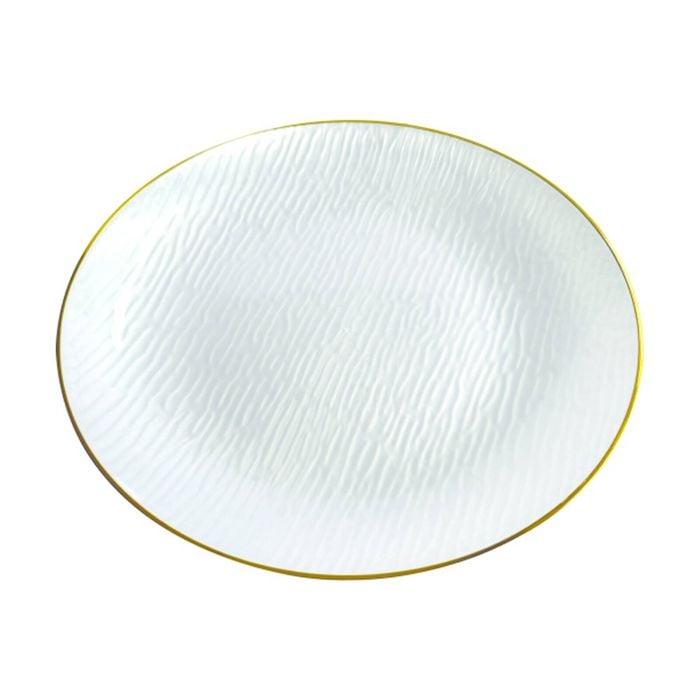 6x 10pc Partyware Heavy Duty Reusable Plates Set W/ Gold Rim 220mm White