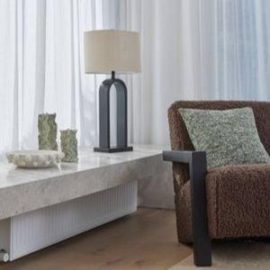 Amalfi Reed Table Lamp Taupe & Black 40x25.4x79cm