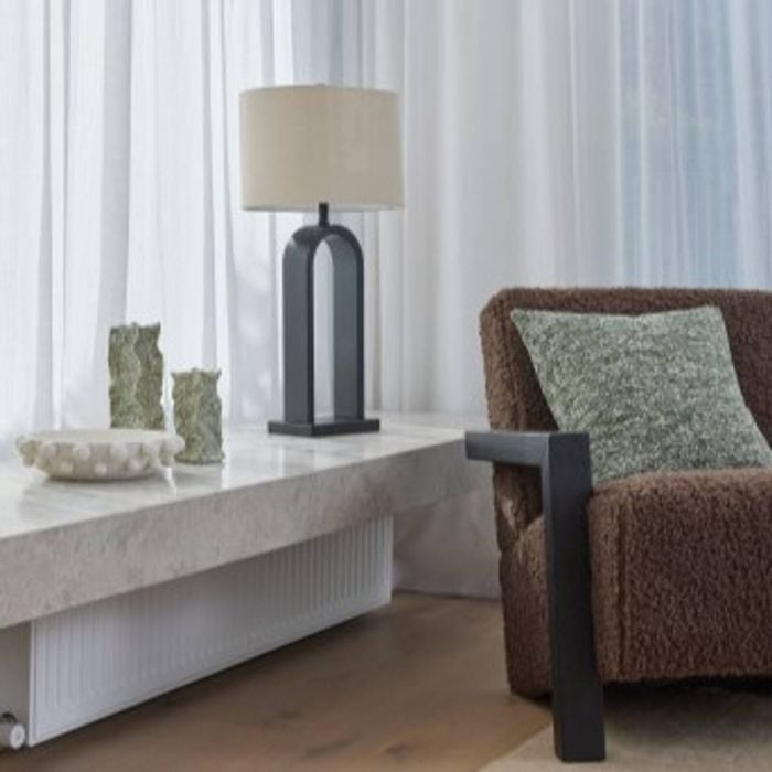 Amalfi Reed Table Lamp Taupe & Black 40x25.4x79cm
