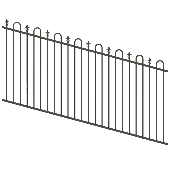 ProtectorAl 1201-2400W x 1200H Woodland Grey Loop & Spear Top Pool Fence Panel Raked Up to 15º