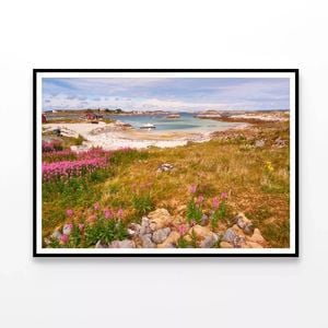 Rocky Beach with a Boat  Print 100% Australian Made 90x60cm  (Poster)
