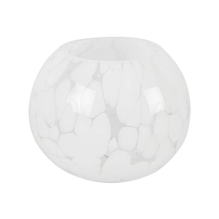 Maine & Crawford Mia Marble 12x10cm Round Glass Vase - White