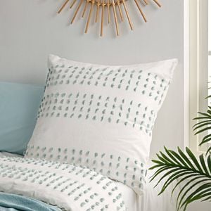 Dreamaker Clovelly Tufted Stripe European Pillowcase Seafoam