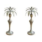 2PK LVD Metal 48.5cm Extra Large Palm Pillar/Stick Candle Holder - Brass