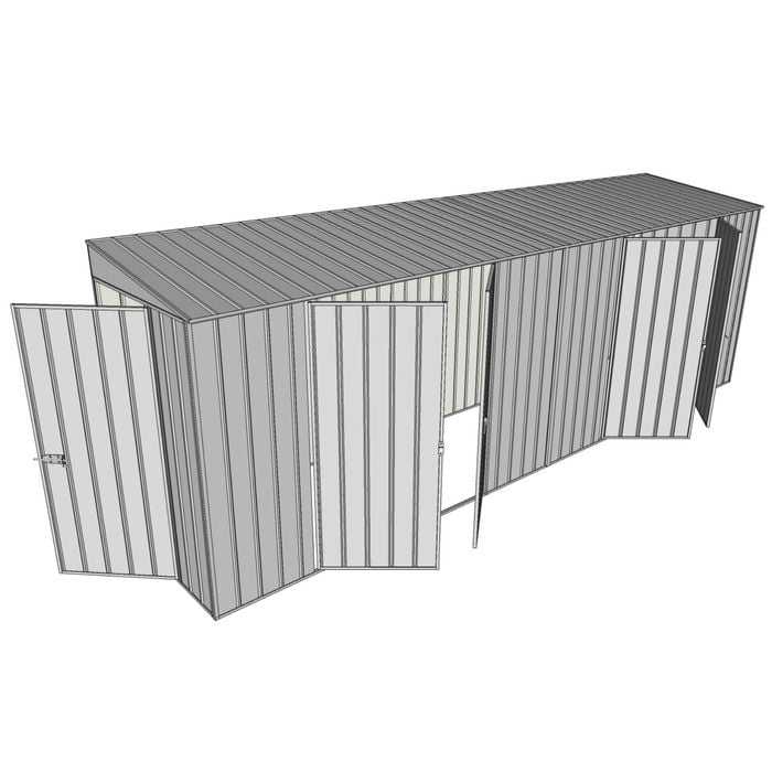 Build-A-Shed 1.2 x 6.0 x 2.0m Skillion Dual Double Hinged Side Doors Shed - Zinc