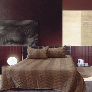 Rapee Faux Silk Coverlet Set Zig Zag Brown - Queen