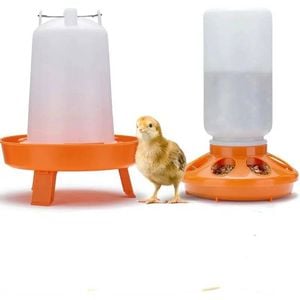 Pet & Rural Supply Co Poultry Drinker And Food Dispenser Set Raised Legs - Orange Set