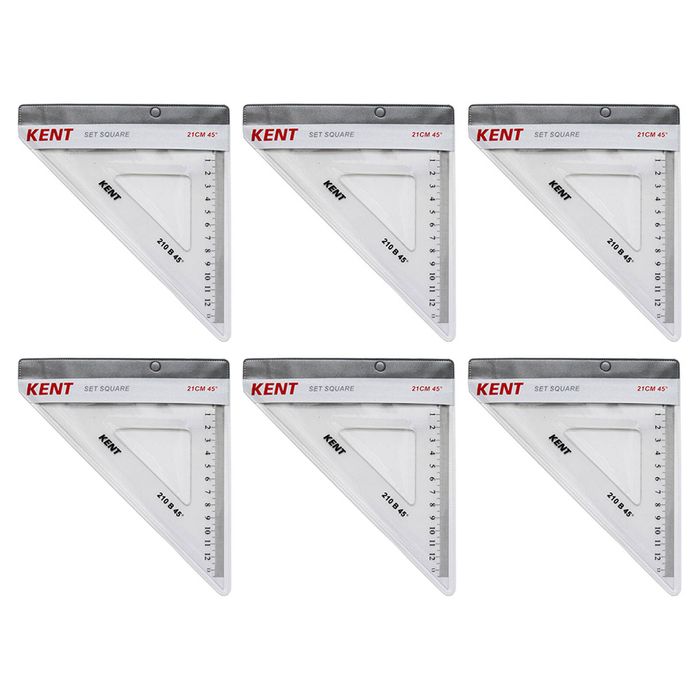 6x Kent Set Square 210mm 45 Deg Home/school Technical Drawing/graphic Design