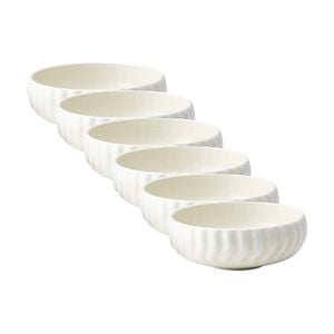 6pk Ecology Ritual Rippled Porcelain Noodle Bowl Frost Off White 15cm
