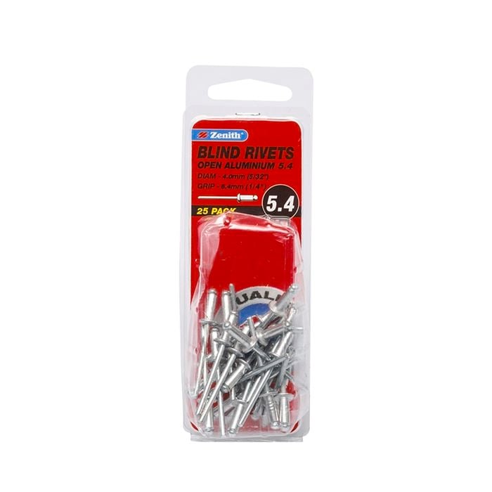 Zenith Blind Rivet Open Alum 5/32"D x 1/4"G  25pk