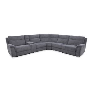 Sectional Corner Modular Lounge Suite in Fabric with USB Electric Recliner in Graphite Colour