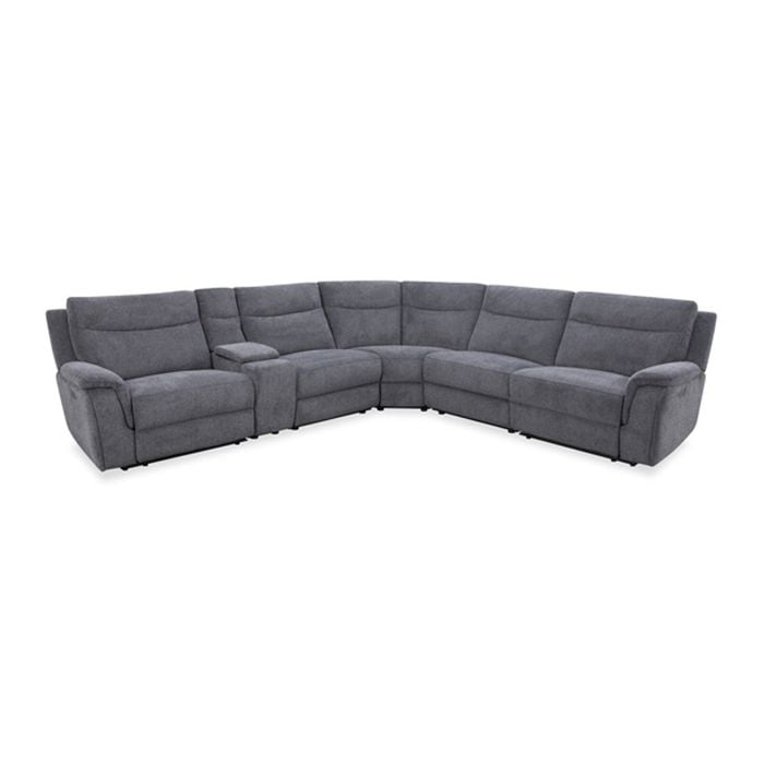 Sectional Corner Modular Lounge Suite in Fabric with USB Electric Recliner in Graphite Colour