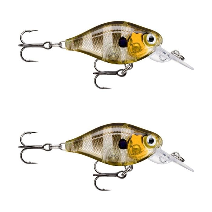 2x Rapala 3.5cm X Light Crank Mid Run Crankbait Fishing Lures - Glassy Gill UV