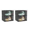 Soga 2x 2-tier Black Shoe Organiser Stackable Folding Storage Box Magnetic Door