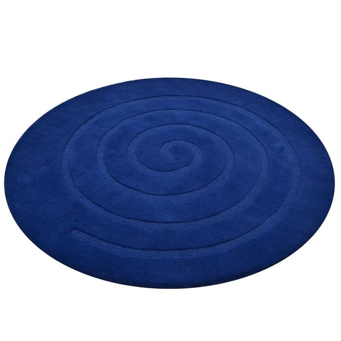 Handmade Round Wool Rug - Swirl - Aqua - 160x160cm