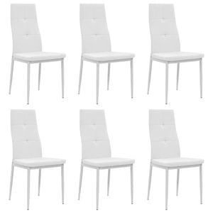 vidaXL Dining Chairs 6 pcs White Faux Leather