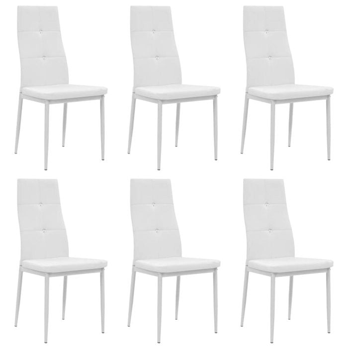 vidaXL Dining Chairs 6 pcs White Faux Leather