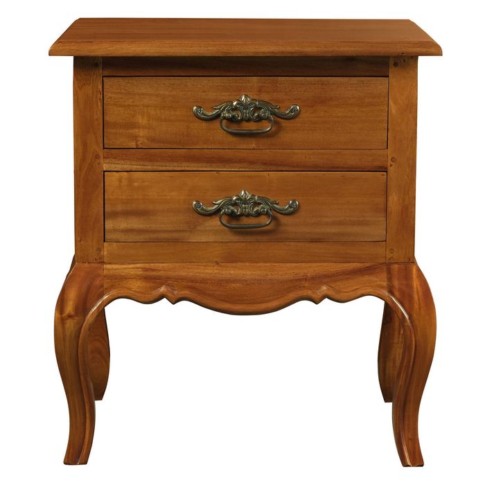 Centrum Furniture French Provincial 2 Drawer Side Table - Light Pecan