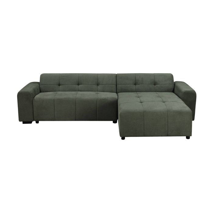 Quinn 4 Seater Upholstered Sofa with Reversible Chaise Green