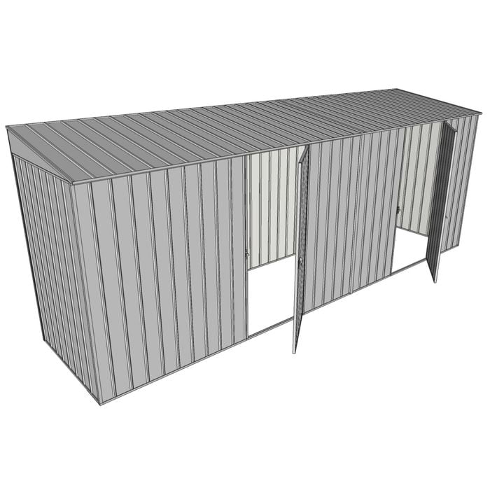 Build-A-Shed 1.2 x 5.2 x 2.0m Skillion Dual Single Hinged Side Doors Shed - Zinc