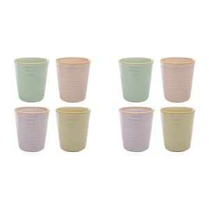 2x 4pc Ecology Stoneware Ottawa Latte Cup 250ml Midday, Ginko, Pink Salt, Iris